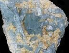 Blue Barite Crystals on Calcite - Stoneham, Colorado #33780-2